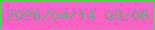 文字の大きさ：5、枠の色：3be34a、背景の色：ff62c4、文字の色：6aa982 無料ブログパーツのブログ時計