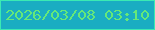 文字の大きさ：2、枠の色：3beab3、背景の色：1aadc2、文字の色：65e879 無料ブログパーツのブログ時計