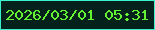 文字の大きさ：5、枠の色：3bf2cf、背景の色：04221b、文字の色：63f234 無料ブログパーツのブログ時計