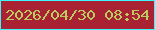 文字の大きさ：1、枠の色：3bf5ff、背景の色：a82233、文字の色：bbca61 無料ブログパーツのブログ時計