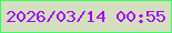 文字の大きさ：4、枠の色：3bfe62、背景の色：d5debe、文字の色：a10afc 無料ブログパーツのブログ時計