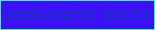 文字の大きさ：3、枠の色：3bfeb2、背景の色：3c0ff5、文字の色：0f36b4 無料ブログパーツのブログ時計