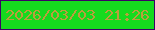 文字の大きさ：2、枠の色：3c0166、背景の色：15da1e、文字の色：ba9e3c 無料ブログパーツのブログ時計
