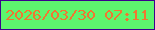 文字の大きさ：2、枠の色：3c018d、背景の色：5df56e、文字の色：f07631 無料ブログパーツのブログ時計