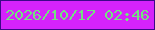 文字の大きさ：4、枠の色：3c0889、背景の色：d523fb、文字の色：73e380 無料ブログパーツのブログ時計