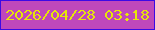 文字の大きさ：1、枠の色：3c09e5、背景の色：bf48bb、文字の色：e6e608 無料ブログパーツのブログ時計