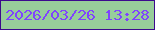 文字の大きさ：1、枠の色：3c0a8d、背景の色：97cd9a、文字の色：7f43fe 無料ブログパーツのブログ時計