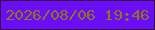 文字の大きさ：3、枠の色：3c0b41、背景の色：6b0ef8、文字の色：8c7818 無料ブログパーツのブログ時計