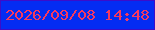 文字の大きさ：5、枠の色：3c0dc9、背景の色：042cf2、文字の色：f7395e 無料ブログパーツのブログ時計