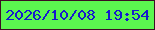 文字の大きさ：2、枠の色：3c0e23、背景の色：5bf74f、文字の色：161ace 無料ブログパーツのブログ時計