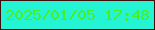 文字の大きさ：5、枠の色：3c0f0b、背景の色：24f4d3、文字の色：47ef22 無料ブログパーツのブログ時計