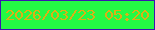 文字の大きさ：1、枠の色：3c15b0、背景の色：24f944、文字の色：dcb015 無料ブログパーツのブログ時計
