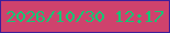 文字の大きさ：1、枠の色：3c1f9b、背景の色：cf426d、文字の色：16c674 無料ブログパーツのブログ時計
