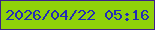文字の大きさ：5、枠の色：3c208a、背景の色：8fd109、文字の色：242cb6 無料ブログパーツのブログ時計