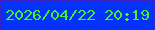 文字の大きさ：3、枠の色：3c20c2、背景の色：0331fe、文字の色：42f03c 無料ブログパーツのブログ時計