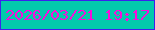 文字の大きさ：1、枠の色：3c21ed、背景の色：03caac、文字の色：f80dda 無料ブログパーツのブログ時計