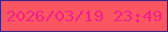 文字の大きさ：3、枠の色：3c2487、背景の色：fa5662、文字の色：f12184 無料ブログパーツのブログ時計