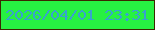 文字の大きさ：5、枠の色：3c2700、背景の色：27f142、文字の色：38a2cf 無料ブログパーツのブログ時計