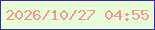 文字の大きさ：5、枠の色：3c27bc、背景の色：e7fdd3、文字の色：f69690 無料ブログパーツのブログ時計