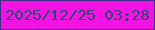 文字の大きさ：3、枠の色：3c2e89、背景の色：f314e4、文字の色：2e4577 無料ブログパーツのブログ時計