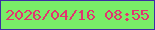 文字の大きさ：2、枠の色：3c2ea5、背景の色：79ed68、文字の色：e33470 無料ブログパーツのブログ時計