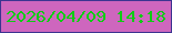 文字の大きさ：4、枠の色：3c3491、背景の色：ce66be、文字の色：0ecd14 無料ブログパーツのブログ時計