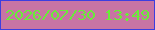 文字の大きさ：2、枠の色：3c3ee0、背景の色：c874a4、文字の色：68ed39 無料ブログパーツのブログ時計
