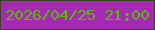 文字の大きさ：4、枠の色：3c4126、背景の色：a529b2、文字の色：5cbb08 無料ブログパーツのブログ時計