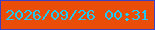 文字の大きさ：4、枠の色：3c42c2、背景の色：ea4d08、文字の色：20c9f2 無料ブログパーツのブログ時計