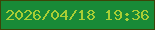 文字の大きさ：1、枠の色：3c4408、背景の色：188a37、文字の色：a8ce35 無料ブログパーツのブログ時計