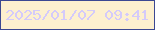 文字の大きさ：4、枠の色：3c4892、背景の色：fdf0cf、文字の色：d4cafa 無料ブログパーツのブログ時計