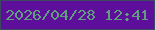 文字の大きさ：4、枠の色：3c4a61、背景の色：5d0f9c、文字の色：609e7f 無料ブログパーツのブログ時計