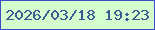 文字の大きさ：4、枠の色：3c4dc9、背景の色：d6fdcd、文字の色：385d92 無料ブログパーツのブログ時計
