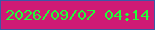 文字の大きさ：4、枠の色：3c58a6、背景の色：cf1a75、文字の色：21fe37 無料ブログパーツのブログ時計