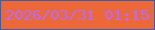 文字の大きさ：3、枠の色：3c5fa6、背景の色：ed6839、文字の色：b36cfc 無料ブログパーツのブログ時計