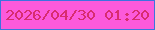 文字の大きさ：4、枠の色：3c73df、背景の色：fc5adb、文字の色：d82c6f 無料ブログパーツのブログ時計
