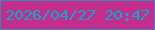 文字の大きさ：5、枠の色：3c85bb、背景の色：c32d8c、文字の色：0caacf 無料ブログパーツのブログ時計