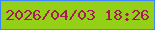 文字の大きさ：1、枠の色：3c87ff、背景の色：94d018、文字の色：a31e54 無料ブログパーツのブログ時計
