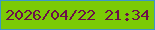 文字の大きさ：3、枠の色：3c97c7、背景の色：7bca06、文字の色：6c0f49 無料ブログパーツのブログ時計