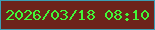 文字の大きさ：4、枠の色：3c9eb4、背景の色：6d231b、文字の色：42f737 無料ブログパーツのブログ時計