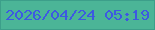 文字の大きさ：2、枠の色：3c9f8a、背景の色：4bb597、文字の色：3d59e2 無料ブログパーツのブログ時計