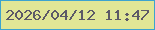 文字の大きさ：1、枠の色：3ca3cf、背景の色：e0e696、文字の色：5c5967 無料ブログパーツのブログ時計