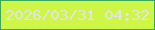 文字の大きさ：4、枠の色：3ca65a、背景の色：cef647、文字の色：e1e5e8 無料ブログパーツのブログ時計