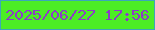 文字の大きさ：3、枠の色：3ca7b9、背景の色：4ced25、文字の色：8d3cc8 無料ブログパーツのブログ時計