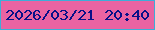 文字の大きさ：2、枠の色：3cadd8、背景の色：e963a2、文字の色：081088 無料ブログパーツのブログ時計