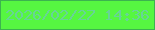 文字の大きさ：1、枠の色：3cb34f、背景の色：56f641、文字の色：67d497 無料ブログパーツのブログ時計