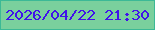 文字の大きさ：2、枠の色：3cb996、背景の色：7ad09d、文字の色：4012ea 無料ブログパーツのブログ時計