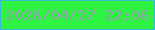文字の大きさ：2、枠の色：3cb9d2、背景の色：2ff343、文字の色：90a2a9 無料ブログパーツのブログ時計