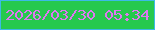 文字の大きさ：3、枠の色：3cbae6、背景の色：26c94e、文字の色：df79f1 無料ブログパーツのブログ時計