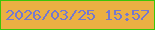 文字の大きさ：1、枠の色：3cc508、背景の色：ebb043、文字の色：7478cf 無料ブログパーツのブログ時計